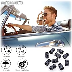 MEAJOO 10PCS TPMS Tire Valve Long Stem Caps, Black