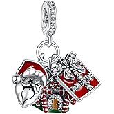 Simphman Christmas Charm 925 Sterling Silver Charms Dangles for Bracelets and Necklace Santa Claus Reindeer Snowman Jewelry Gift for Women Family and Friends