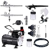 SAGUD Airbrush Kit with Compressor, Air Brush compressor set with 3 Professional Air brushes for Model Painting,Gravity Feed and Siphon Feed Airbrush Gun for Nail,Cake,Nails,Body,Hobby.