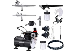 SAGUD Airbrush Kit with Compressor, Air Brush compressor set with 3 Professional Air brushes for Model Painting,Gravity Feed and Siphon Feed Airbrush Gun for Nail,Cake,Nails,Body,Hobby.