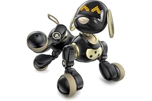 Ruko 18011 Robot Dog Toy, Smart Interactive Puppy with 30+ LED Faces, Remote & Gesture Control, Programmable Electronic Pet for Kids Ages 3–8, Black & Gold