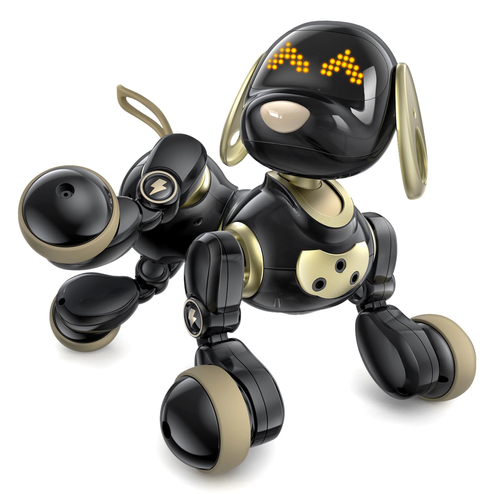 Photo 1 of Ruko 18011 Robot Dog Toy, Smart Interactive Puppy with 30+ LED Faces, Remote & Gesture Control, Programmable Electronic Pet for Kids Ages 3–8, Black & Gold