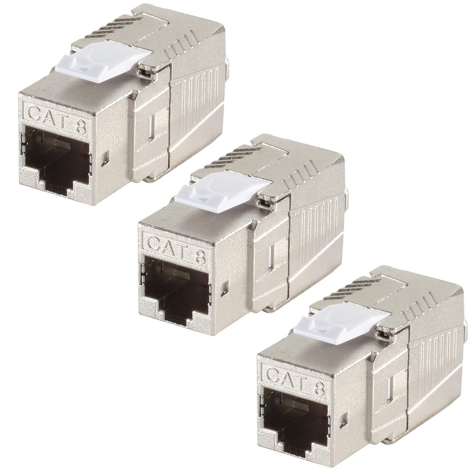 1aTTack.de 3 x CAT 8-1 x Keystone RJ45 Tool-free CAT8 Key Stone shielded metal housing 40Gbit s compatible with Cat5 Cat6 Cat7 3 pieces Cat8 Keystone Cat8 Keystone