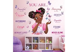 DECOWALL SG2-2315 Black Girl Magic Wall Stickers Decals Girls Bedroom Butterfly Kids Room Art Toddler Decorations Butterflies Baby Nursery Afro Door Wallpaper Pink
