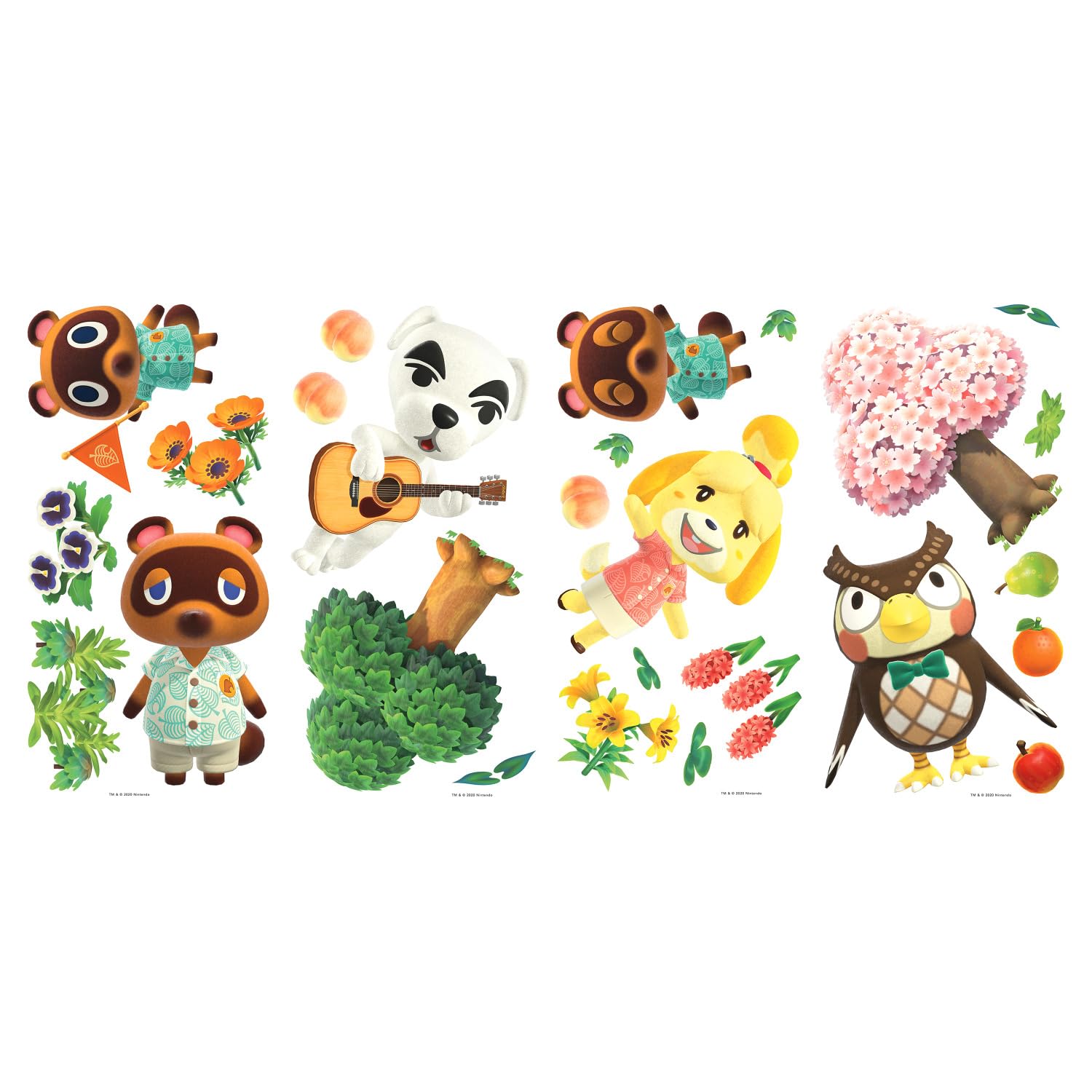 RoomMates RMK4683SCS Animal Crossing Peel and Stick Wall Decals, Brown, Yellow, Green