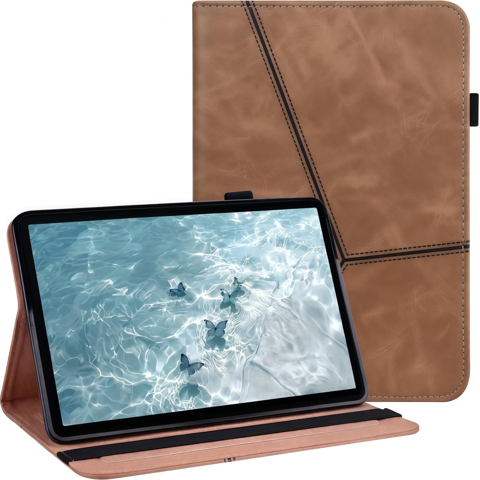 GLANDOTU Lenovo Tab P11 Pro 2nd Gen 11.2 inches 2022, Lightweight Folio Flip Wallet PU Leather Tablet Cover with Fold Stand Function Cases (with Stylus pen & Pen holder)- Brown