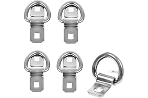 CAVO 5 PCS 3/8" Steel D-Ring Tie Down Anchors, 4800 lbs Heavy Duty Kit for Trailer Camper Pickup Van ATV SUV RV Boat Motorcycle, Cargo Hooks, Surface Mount Hooks, Trucks Bed Anchors, Zinc