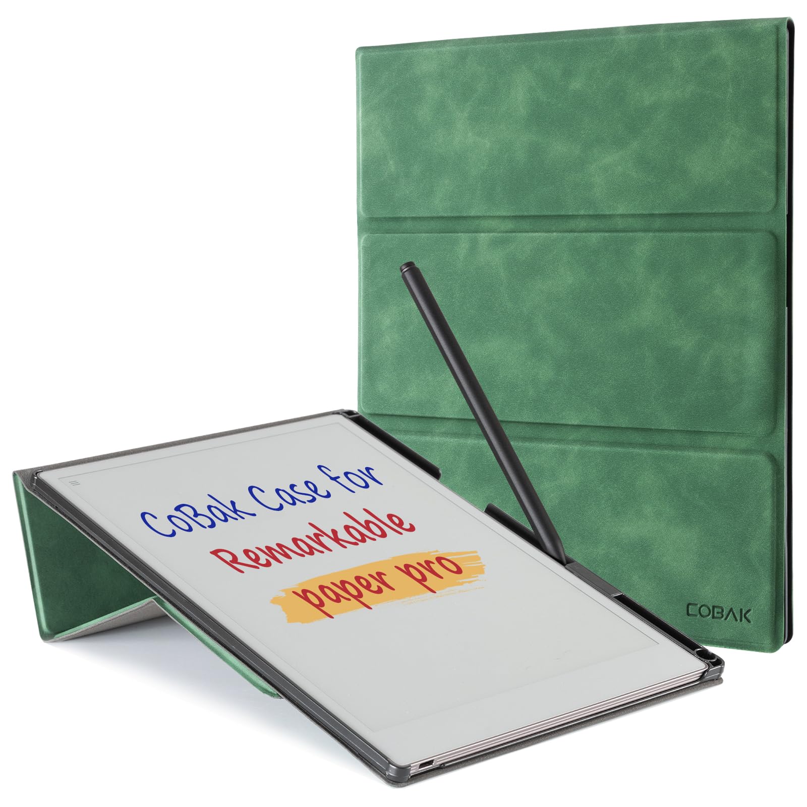 CoBak Case for Remarkable Paper Pro -with Pen Holder, Nibs Storage and Multi-Angle Foldable Stand Feature -Perfect Choice of Remarkable Paper Pro Case with Pen Holder, Emerald