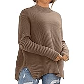 Eytino Womens Plus Size Sweaters Long Sleeve Crew Neck Split Hem Casual Oversized Ribbed Knit Tunic Pullover Tops(1X-5X)