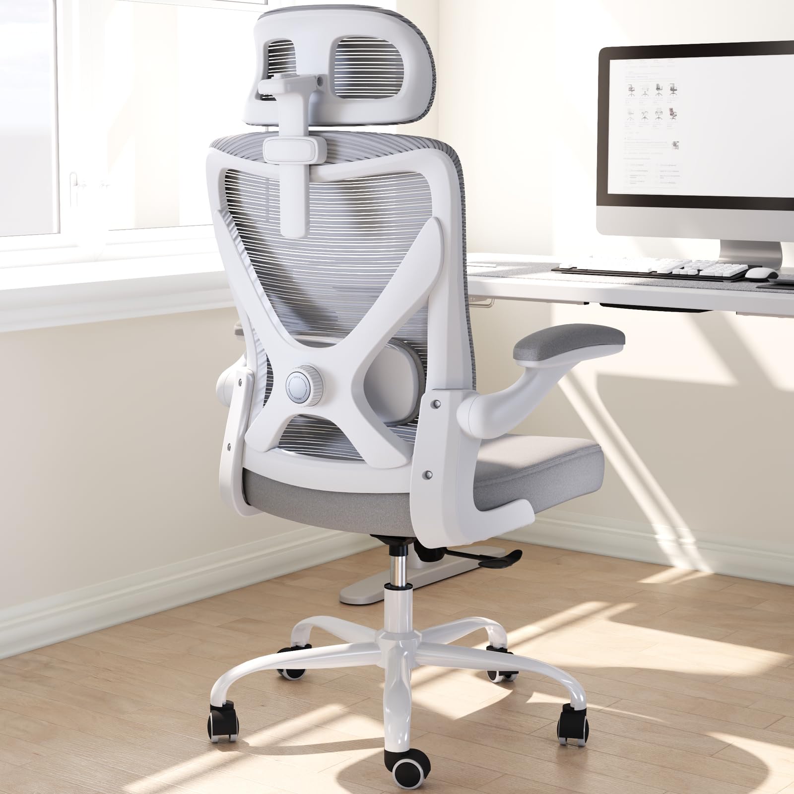 Photo 1 of **PARTS ONLY** Ergalithic Ergonomic Office Chair-Computer Chair Mesh with Adjustable Lumbar Support-Executive Desk Chairs High Back with Headrest Flip-Up Arms for Long Hours