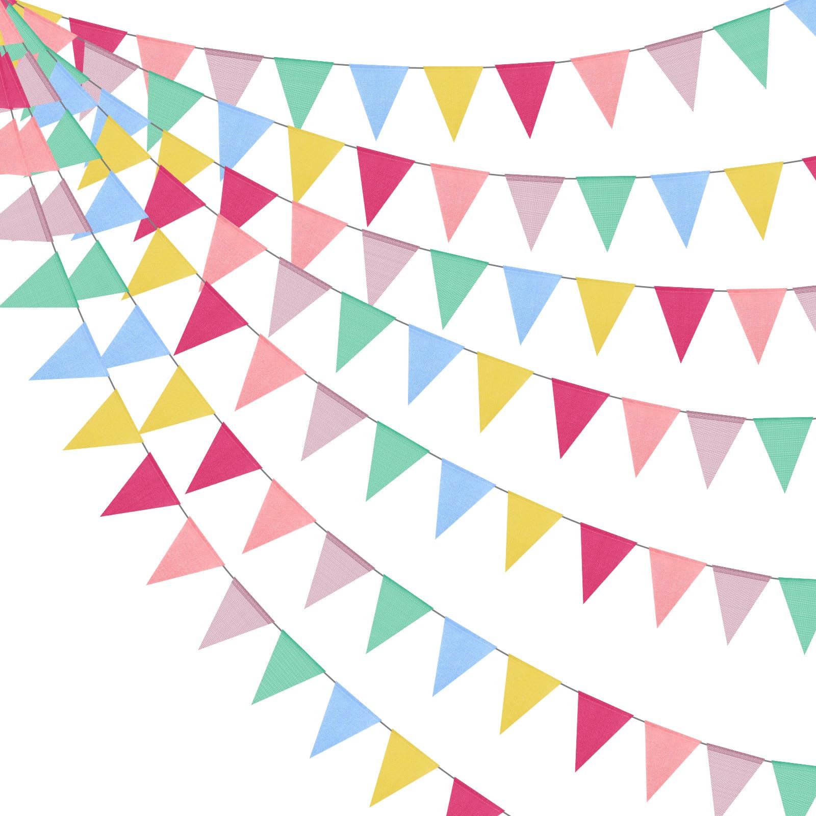 Photo 1 of Tatuo 200 Pcs Pastel Pennant Flags Bunting Banner Pastel Fabric Triangle Flag Garland for Birthday Bridal Party Multicolored Summer Decoration Hanging on Wall Ceiling Window (Classic Color)