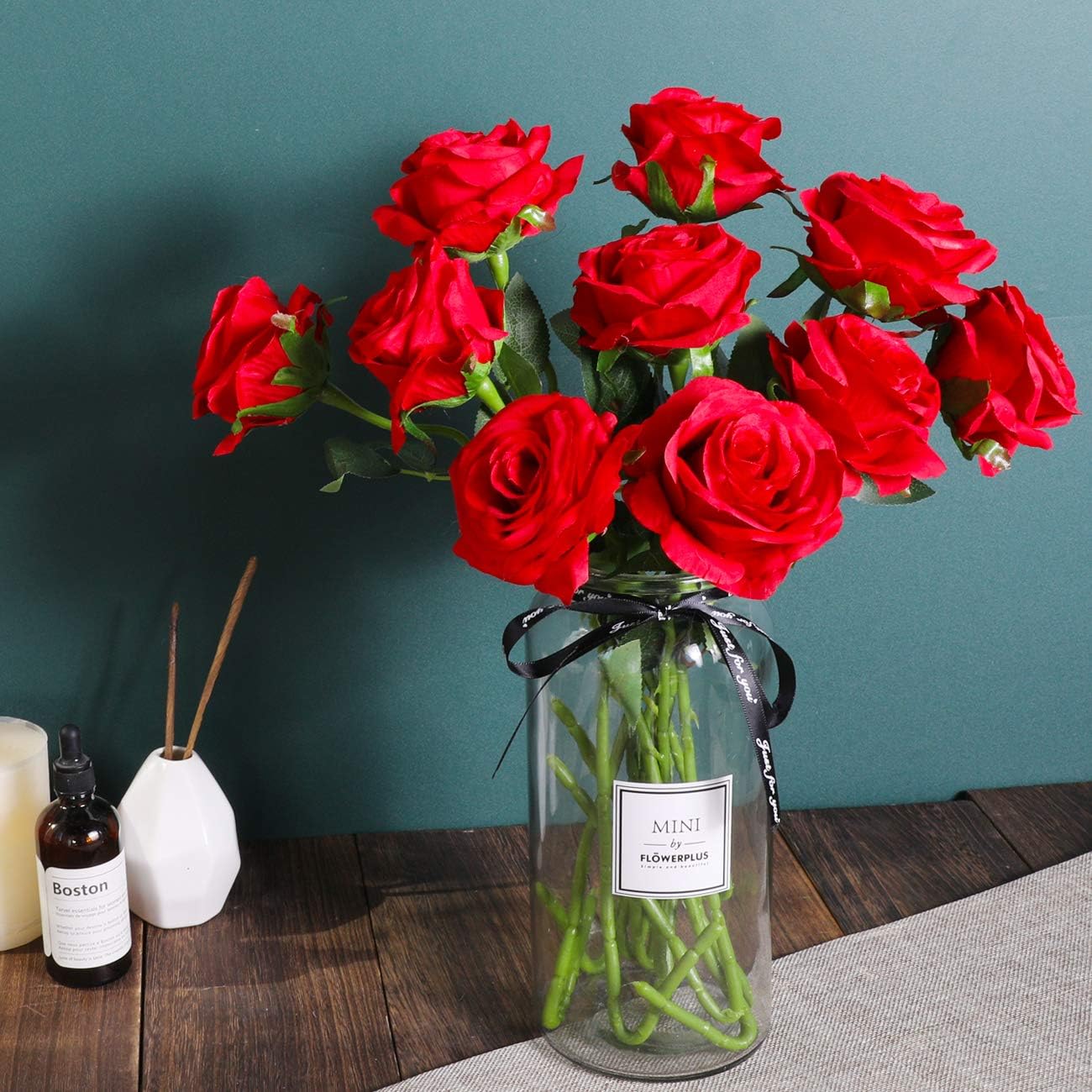 Veryhome 10 Pcs Women's Day Artificial Roses Silk Flowers Fake Single Stem Blooming Rose Bridal Bouqets For Wedding Home Birthday Party Arrangment Garden Decoration (Red) - Image 4