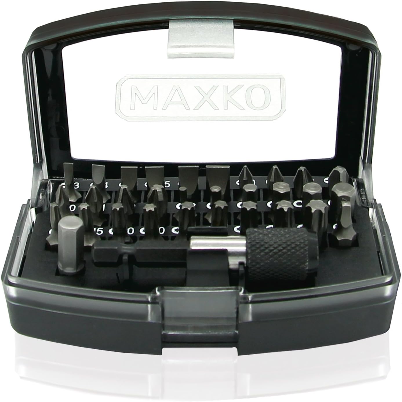 MAXKO Bit Set, 32 Pieces, Including bit Holder and Adapter Square to Hexagon