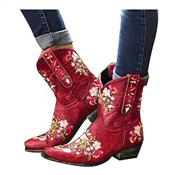 Hbeylia Cowboy Boots For Women Vintage Embroidery
