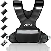 Aroha Adjustable Weighted Vest for Women & Men, 4-10lb/11-20lb/20-32lb Vest with 6 Ironsand Weights for Strength Training and Home Workout, Weight Vest with Reflective Strip for Running, Walking