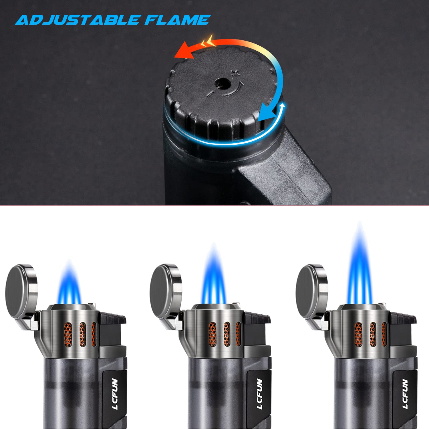 LcFun Torch Lighter 2 Pack Cigar Lighter Refillable Butane Lighter for