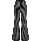 CIDER Women's Striped Bell Bottom Pants High Waist Flare Trousers