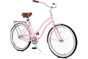 Cyclist Sawyer Beach Cruiser Bike, 26 Inch Adults Bicycle for Women, Single-Speed Coaster Brakewith Rear Basket, Recommended Height 5'3" to 6'2", Cruiser Bicycle Suitable for Women, Men