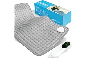 JESIDO Heating Pad for Back, Electric Heating Pad for Period Cramps Neck Shoulder Pain Relief, 12" x 24" Therapy Moist Heat Pads, Soft Machine Wash Fabric, FSA HSA Eligible, Auto Shut Off (Light Gray)