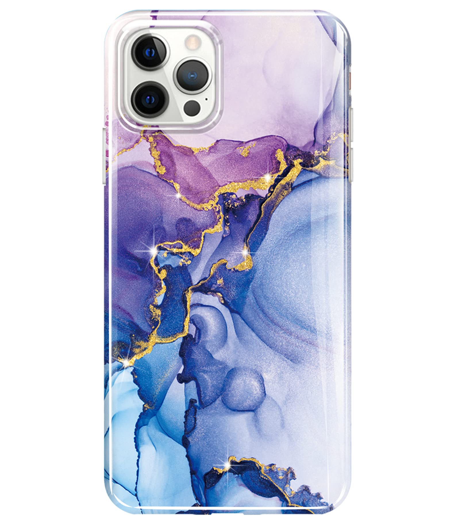 luolnh Gold Glitter Sparkle Case Compatible with iPhone 13 Pro Case Marble Design Shockproof Slim Soft Silicone TPU Bumper Cover Phone Case for iPhone 13 Pro 6.1 Inch 2021(Blue/Purple)