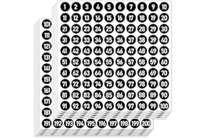 STARLIBOO Black Number Stickers Labels 1000 PCS, 1" Consecutive Number Stickers 1-200, Vinyl Numbered Sticker, Self-Adhesive and Residue-Free, Use for Indoor and Outdoor