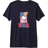 Peanuts - Snoopy &amp; Woodstock USA Flag Premium Tri-blend T-Shirt