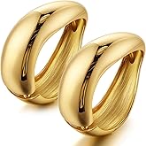 Tondiamo 2 Pcs Chunky Gold Bangle Bracelets for Women Dainty Hinged Big Wide Trendy Cuff Bracelet Fashion Jewelry Valentine's Day Party Gifts