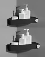 Sotfamily 2 Pack Black Shower Caddy No Drilling Adhesive Wall Shelf Rust Free