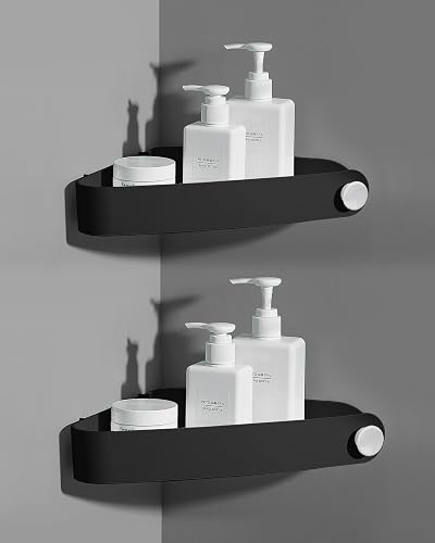 Sotfamily 2 Pack Black Shower Caddy No Drilling Adhesive Wall Shelf Rust Free