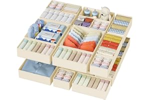DIMJ Drawer Organizer Clothes - 20 Pack Closet Drawer Organizer Bins for Baby Clothes Storage, Fabric Dresser Organizer for Nursery Bedroom, Foldable Small Drawer Dividers for Underwear Socks