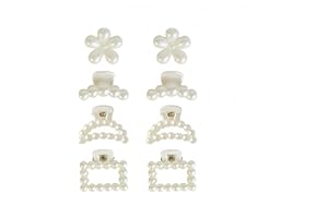 8 Pcs French Mini Pearl Hair Clips for Women and Teen Girls Cute Resin Pearl Claw Clips Non Slip Small Pearl Styling Hairpins