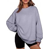 PINSPARK Womens Sweatshirt Crewneck Fleece Pullover Tops Oversized Sweat Shirts with Thumbholes Pockets Fall Outfits