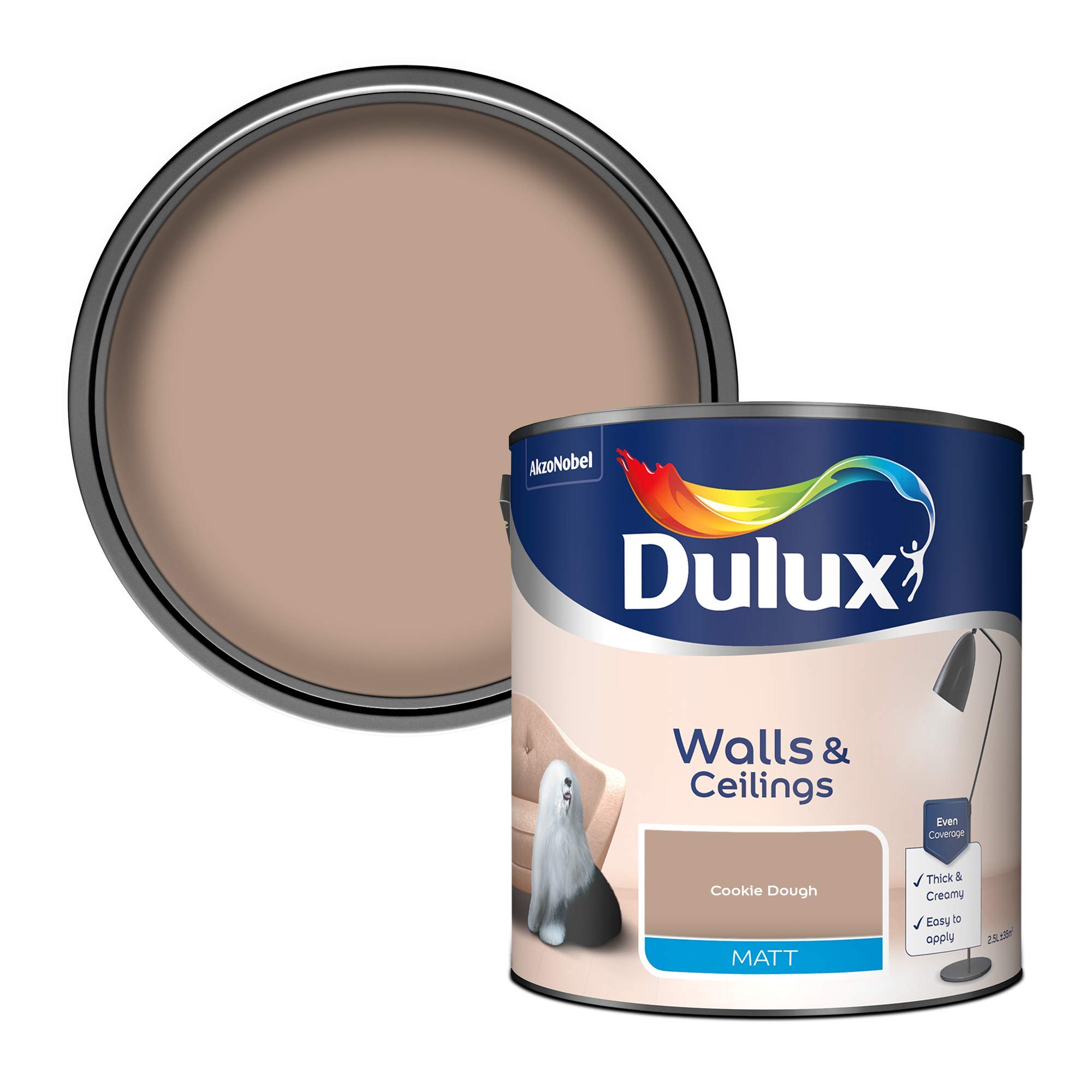 Dulux Matt Emulsion Paint For Walls And Ceilings - Cookie Dough 2.5 Litres
