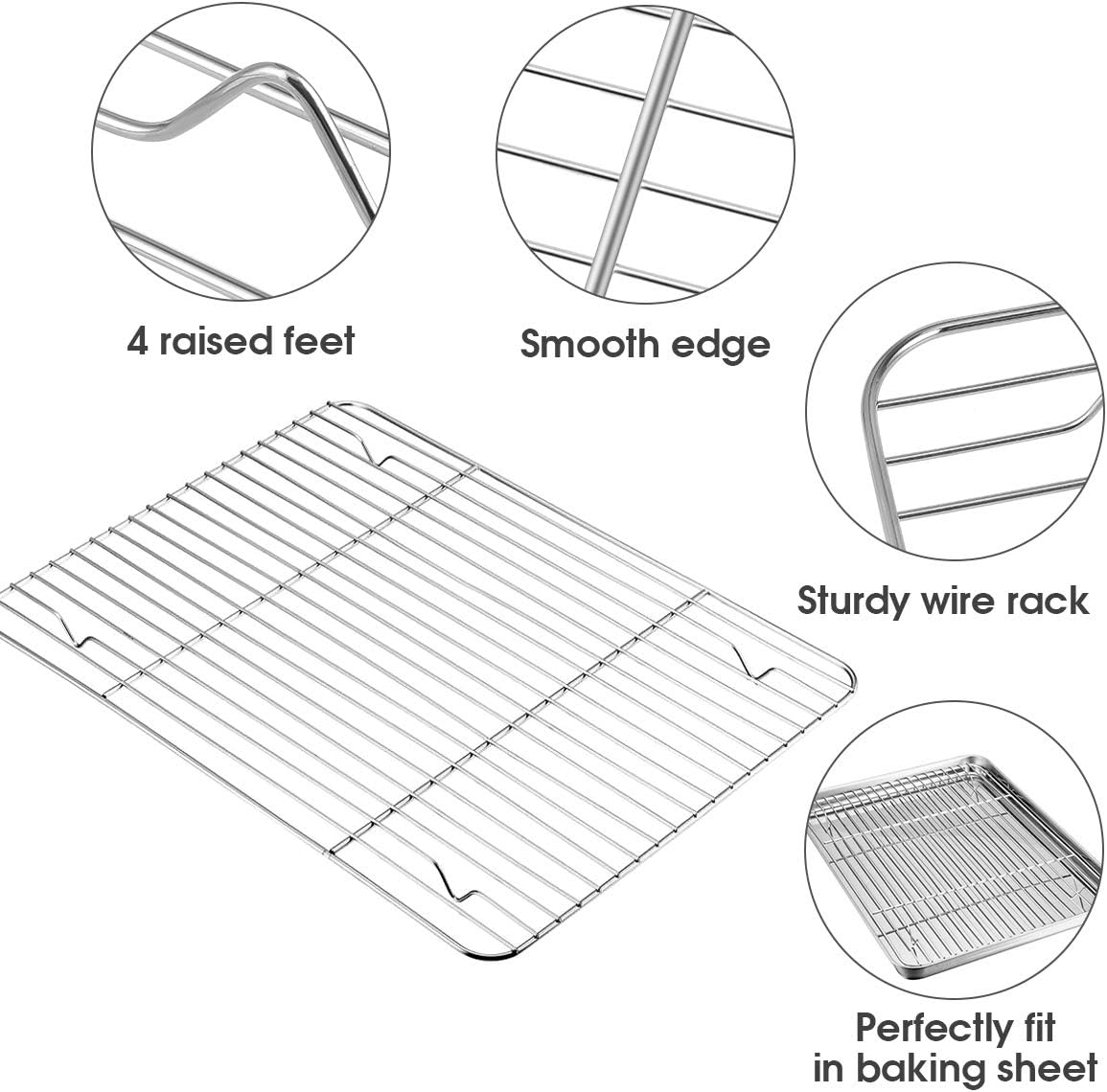 Baking Sheet with Cooling Rack Set [2 Sheets+2 Racks], Nonstick Cookie Pan(16" x 12" x 1" ), Stainless Steel Baking Pans, Non-Toxic, Heavy Duty, Easy Clean: Kitchen & Dining