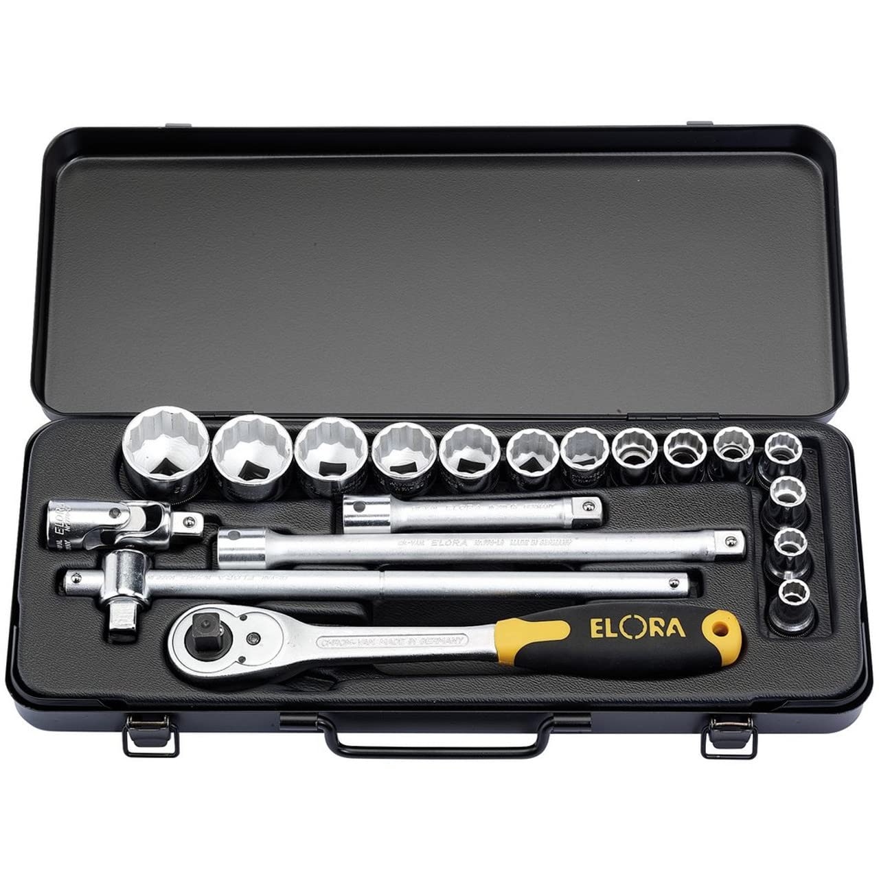 Draper 15356 Elora Metric Socket Set, 1/2" Square Drive, 40.4cm x 17cm x 5.4cm, 19 Pcs