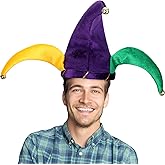 Cozypower Mardi Gras Jester Hat Funny Clown Hat Party Jester Costume Accessories for Adult Masquerade Cosplay Carnival Dress Decorations