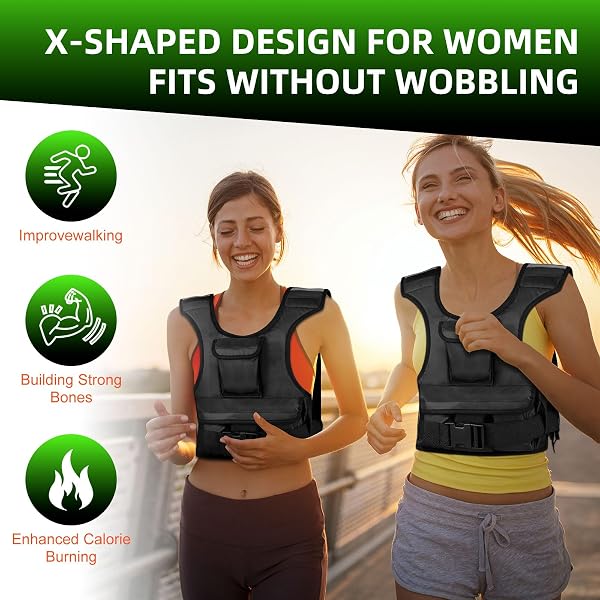 ADJUSTABLE WEIGHTED VEST FOR WOMEN, CUSTOMIZABLE 0-18 LBS STRENGTH TRAINING VEST WITH 10 REMOVABLE SANDBAG, BREATHABLE DESIGN, REFLECTIVE SAFETY STRIPS & MULTI-PURPOSE POCKETS FOR RUNNING, HIKING, AND FITNESS