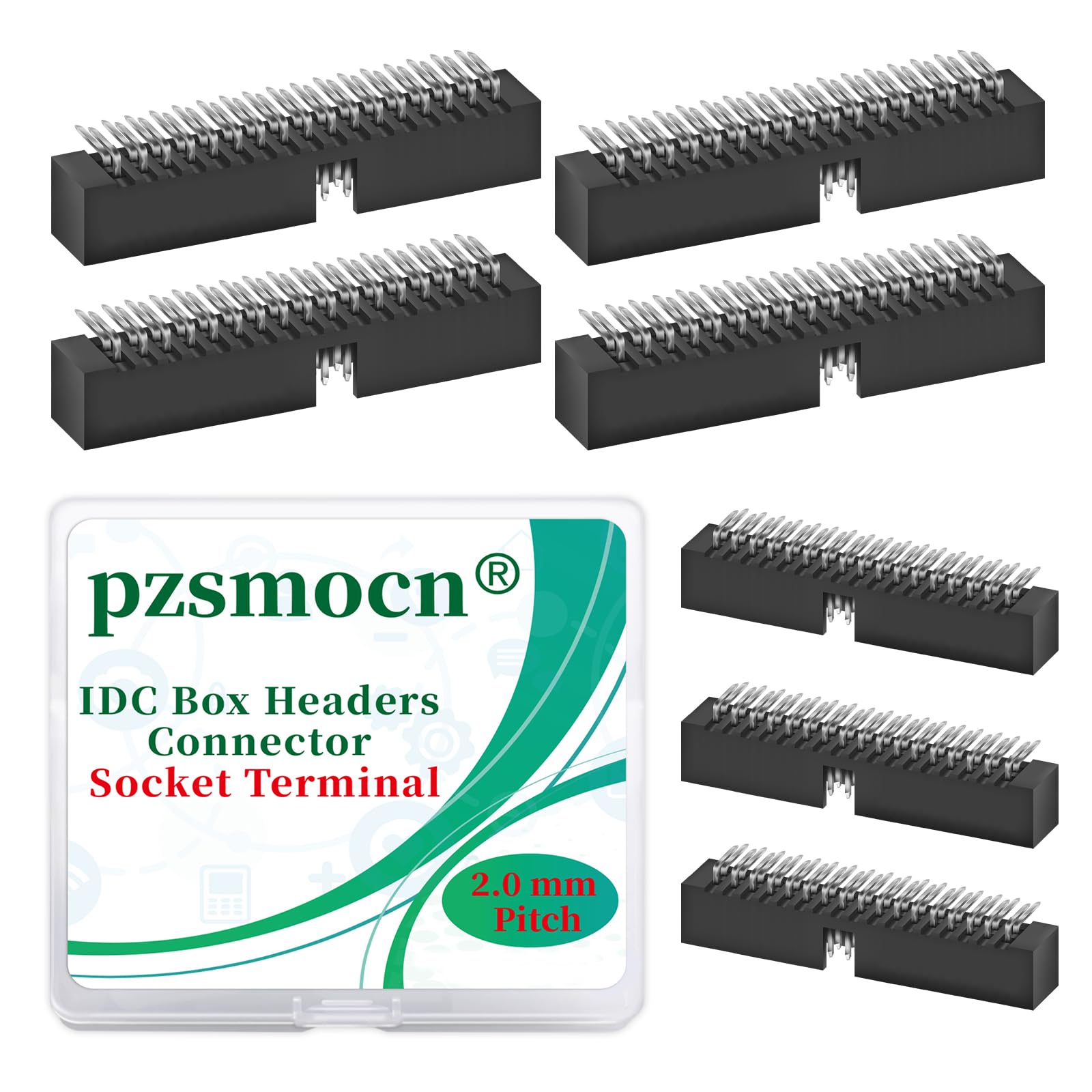Pzsmocn 20 Pieces IDC 2 * 17 Double Row 2.0 mm Pitch JTAG ISP 34-Pin Box Header Connector Adapter Cable Male Socket SMT Terminal for PCB Electronic Equipment Projects.