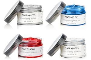 SOVONCARE 4 Colors Hair Color Wax Silver Grey White Red Blue Professional Styling Pomades Instant Hair Dye Wax Unisex for Party Cosplay Halloween Date Hairstyle Wax 4 in 1