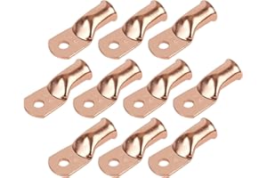 RIOCAN 10pcs 4/0 AWG-5/16”(M8) Ring Terminals 0000 Gauge Copper Wire Lugs Battery Cable Ends Heavy Duty Battery Cable Terminal Connectors
