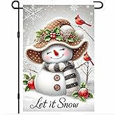 BlissYard Christmas Garden Flag 12x18 Inch Winter Wonderland Theme Girl Snowman Flag Double Sided Winter Holiday Banner Outdoor Snowflake Yard Decoration for Lawn Porch