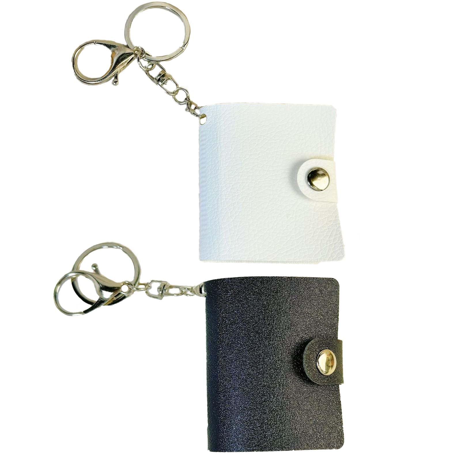 2Pcs Mini Scrapbook Keychain, Mini Photo Album, DIY Photo Book Keyring Mini Photo Album with Keyring Pockets Photo Key Accessories for Family Couples Mini Album for Cards Picture Cards ID Photo