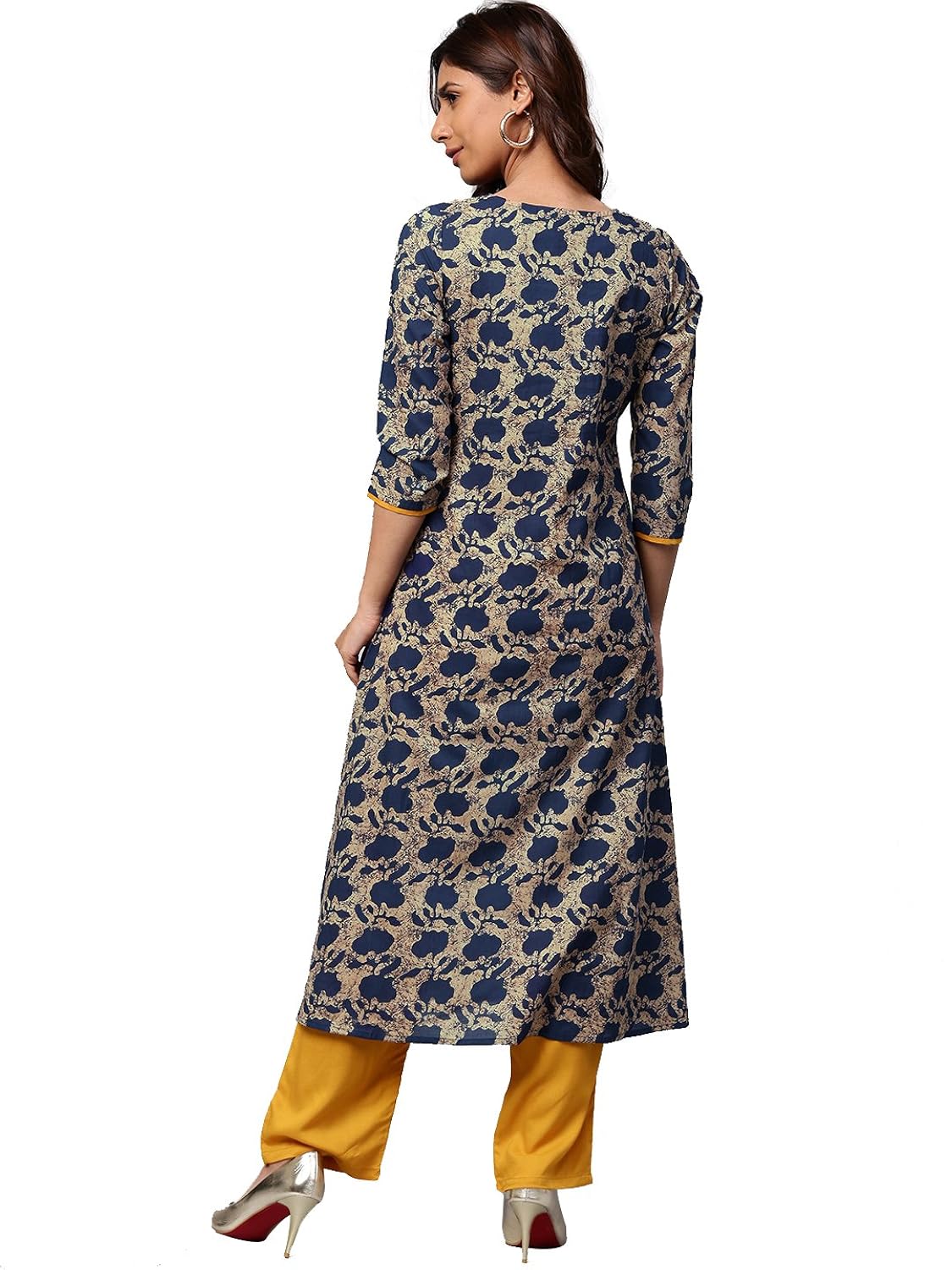 jaipur kurti women's viscose a-line embroidered kurta and palazzo
