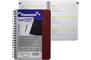 Mentor Creations My password book - 7" X 5" Quick search design password and private code journal (Burgundy, Regular)
