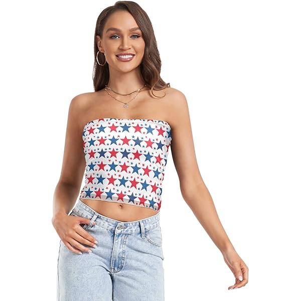 OTVEE Womens Tube Tops Rainbow Polka Dot Strapless Camisole