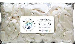 LIVING DREAMS YARN Mulberry Silk Fiber for Spinning, Blending, Felting, and Dyeing. Premium Grade Natural Undyed Combed Top Roving Roving.