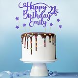 Cakeshop Personalised Happy Birthday Glitter Cake Topper Blue Name & Age view 3