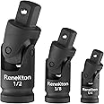 Renekton Universal Joint Set, Joint Adapter Ratchet Socket, Universal Sleeve Manual Tool, 1/4-Inch, 3/8-Inch, 1/2-Inch Drive Set, Chrome Vanadium Steel, 3 Piece