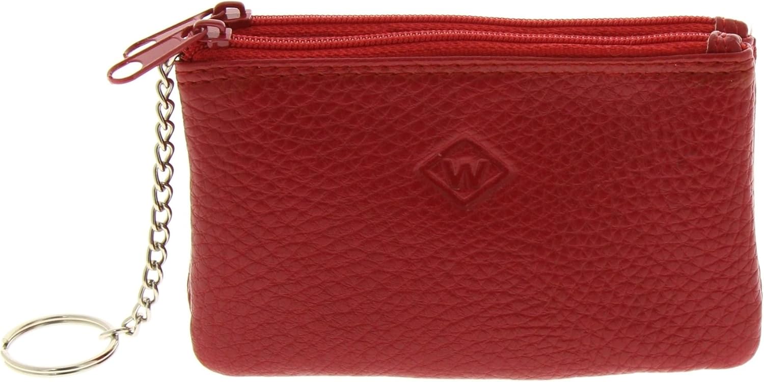 FASHIONGEN Leather Double Zip Coin Purse, Red (Unisex-Adults, All Ages, 2 Compartments) - Image 3