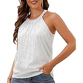JASGOOD Women's Sequin Halter Tops Sparkly Dressy Tank Tops Party Vest Glitter Sleeveless Shirt